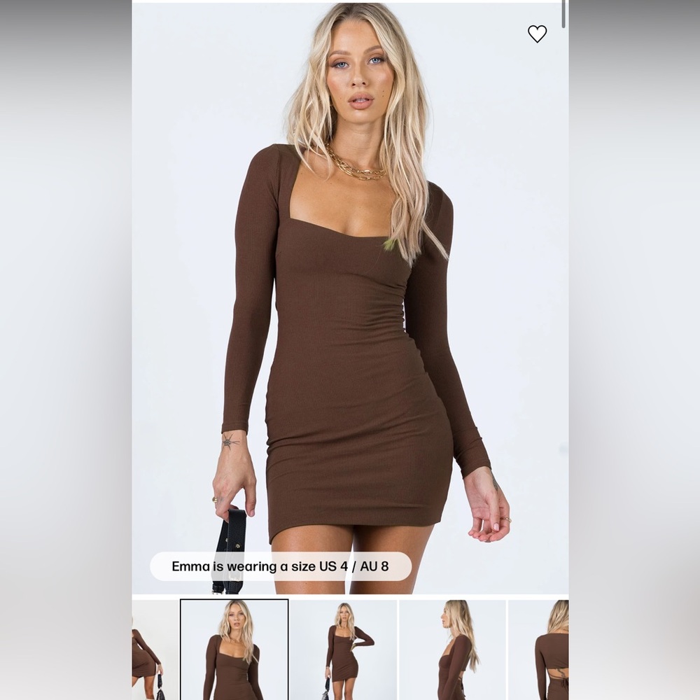 Princess polly brown long sleeve dress